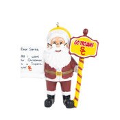 USC Trojans Santa with Scroll Ornament